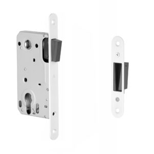 Magneetslot cilinder wit met bijpassende sluitplaat wit