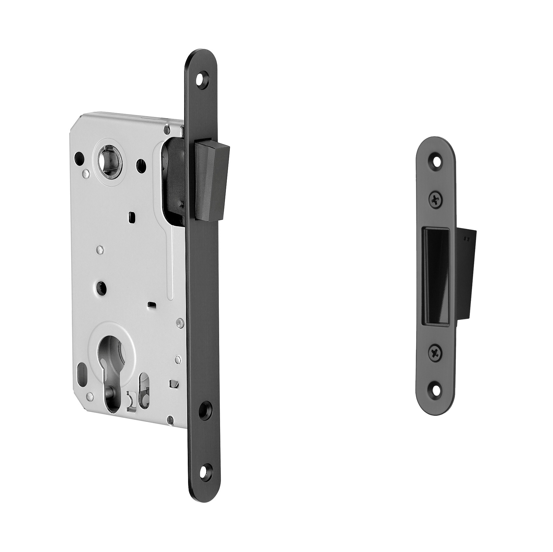 Magneetslot zwart met bijpassende sluitplaat zwart