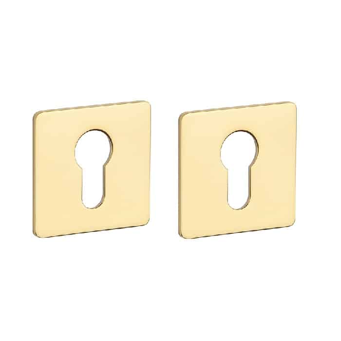 Vierkante cilinderplaatjes KVADRAT 1711 ultra dun 3mm goud gepolijst PVD