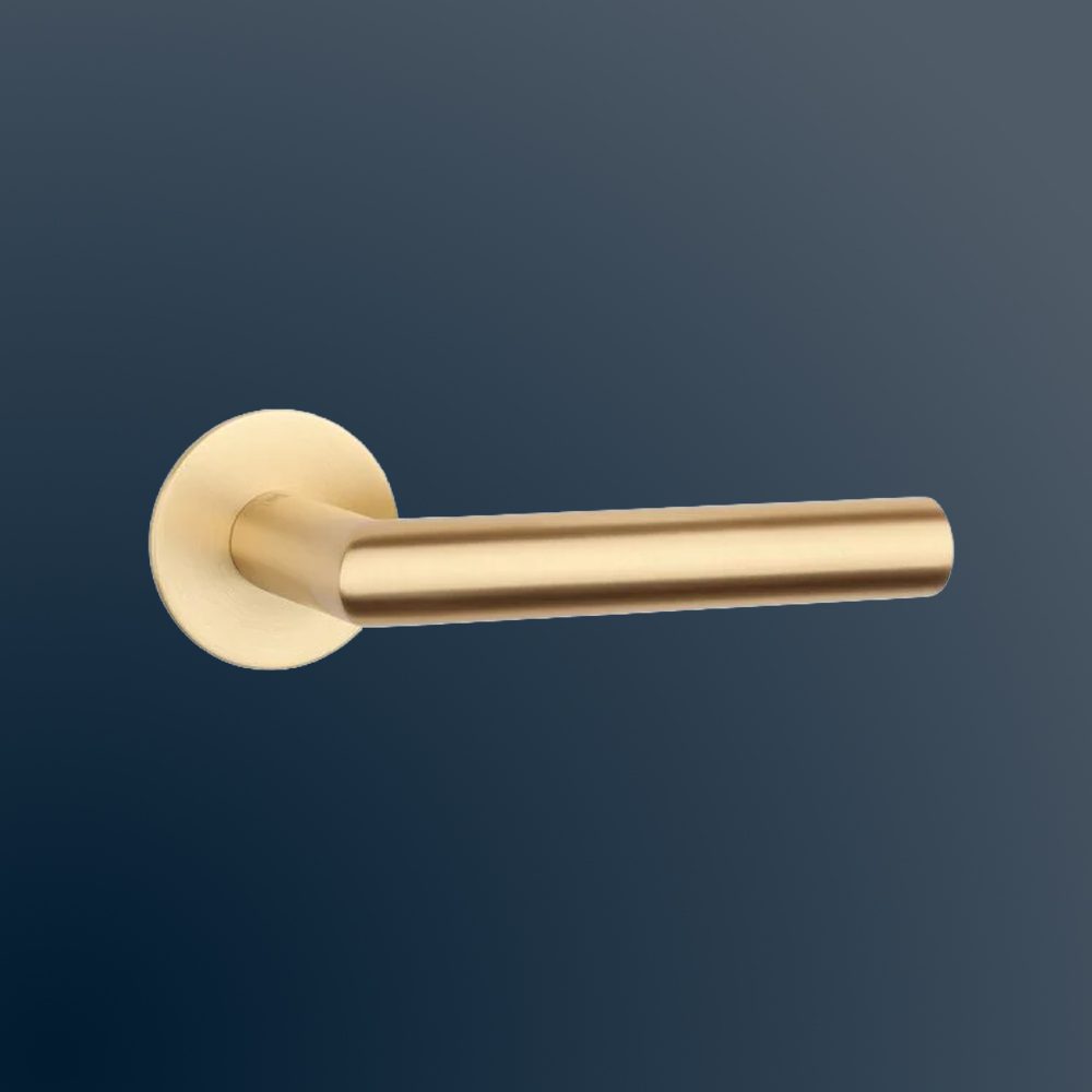 Mat gouden deurklink Oval 1750 op ultra dun rozet van 3mm